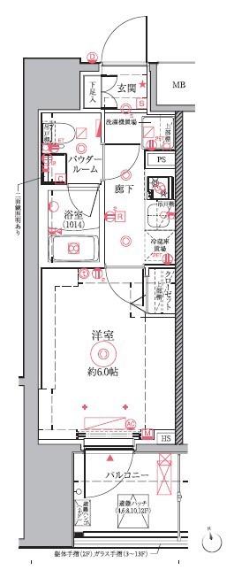 クレイシア川口(1K/8階)の間取り写真