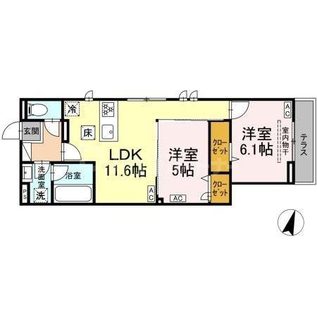 セレスティア扇VII(2LDK/3階)の間取り写真