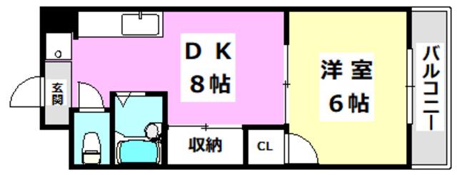 山崎第6マンション(1LDK/1階)の間取り写真