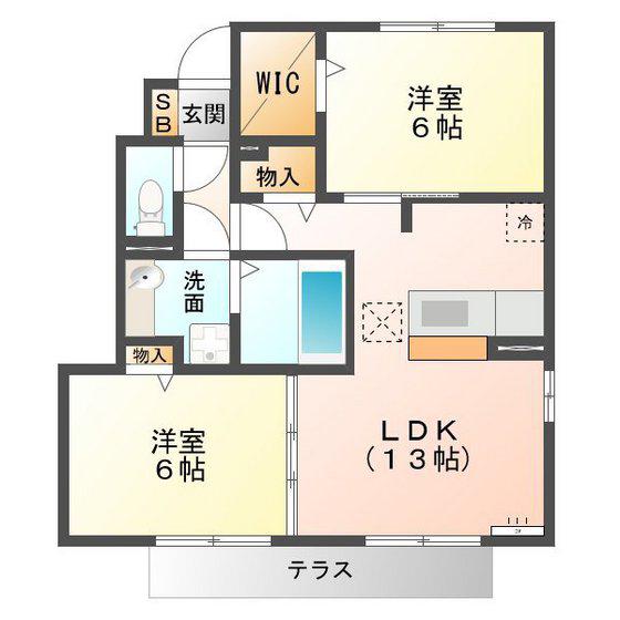 ブルームン(2LDK/2階)の間取り写真