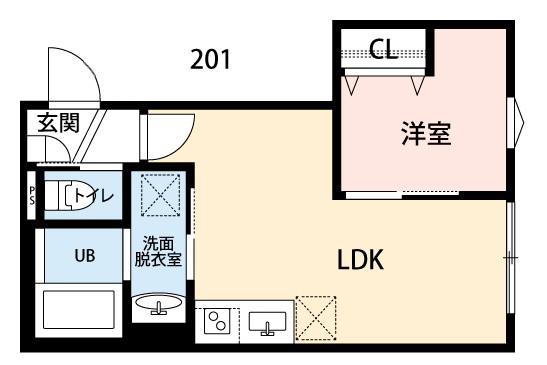 CRECIA津田沼(1LDK/2階)の間取り写真