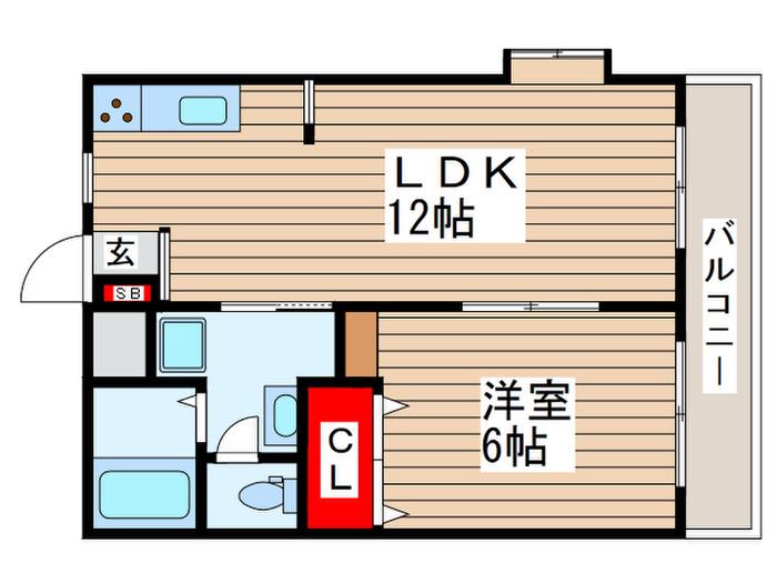 第2サンローズ(1LDK/2階)の間取り写真