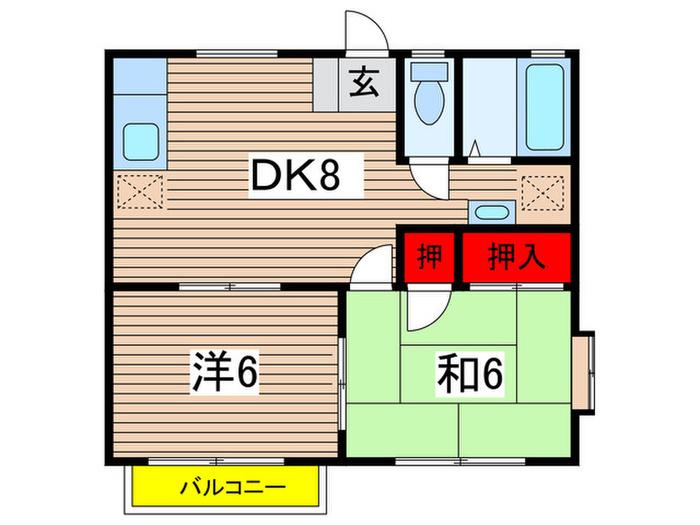 ラーヴァンヒルズ(2DK/1階)の間取り写真