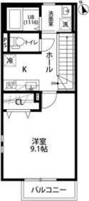 アムール SV(1K/2階)の間取り写真