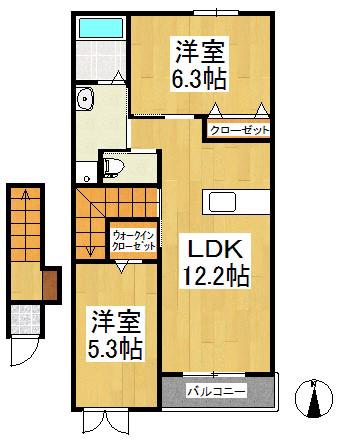LIAXIS I(2LDK/2階)の間取り写真