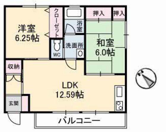 サンウェルス(2LDK/2階)の間取り写真