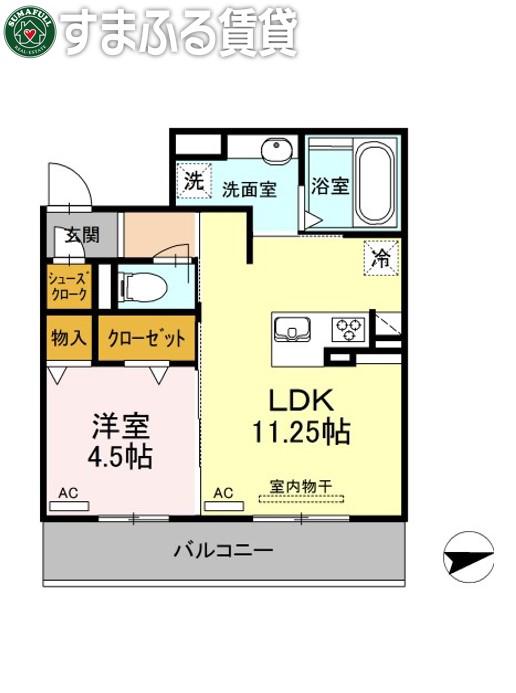 D-ROOM 十王(1LDK/2階)の間取り写真