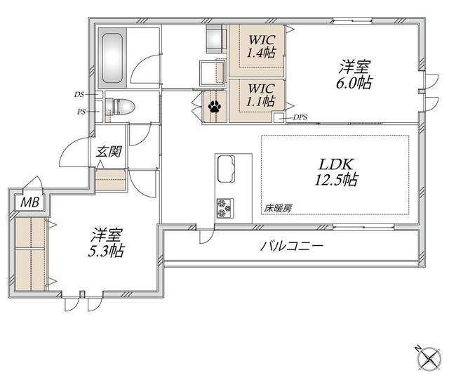 クオーレ谷中(2LDK/3階)の間取り写真