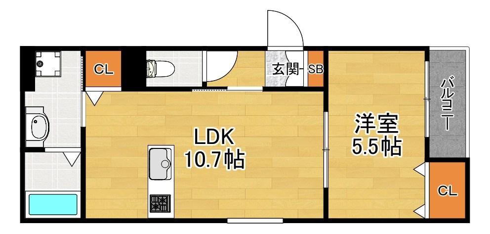 TEKO宮之阪(1LDK/2階)の間取り写真