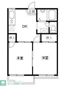 ロイヤルハイツ B棟(2DK/1階)の間取り写真