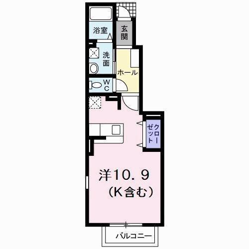 VILLA鶴島B(ワンルーム/1階)の間取り写真