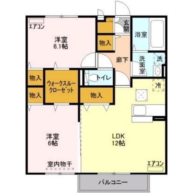 プランドール(2LDK/1階)の間取り写真