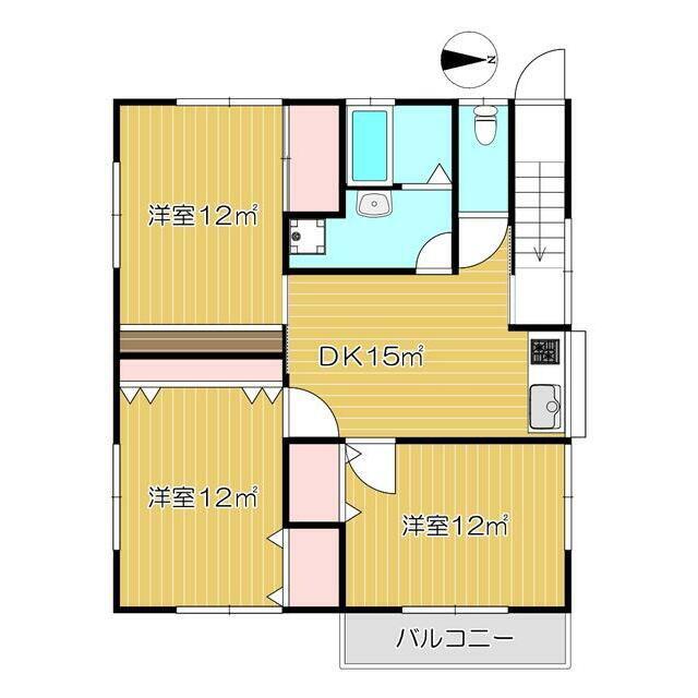 東横乙子テナント2F(3DK/2階)の間取り写真