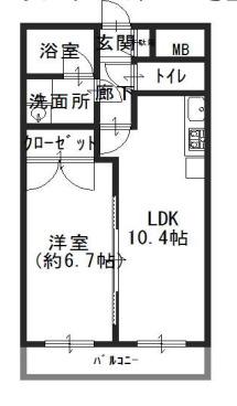 ゼンラフォーレ玉造(1LDK/2階)の間取り写真