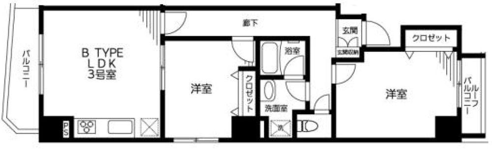 サザンクロス(2LDK/7階)の間取り写真