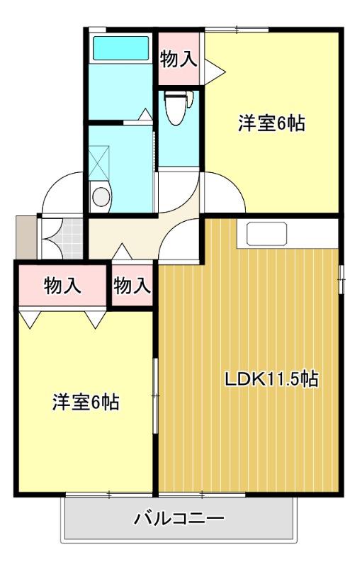 ジュネブ(2LDK/1階)の間取り写真