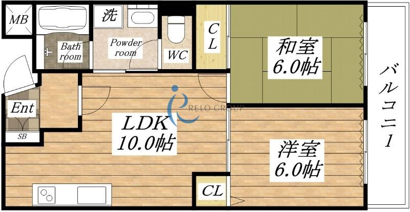 ドムスラファガ(2LDK/4階)の間取り写真