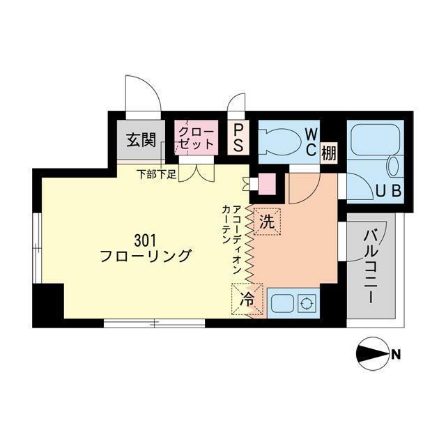 アダージョ(1K/3階)の間取り写真