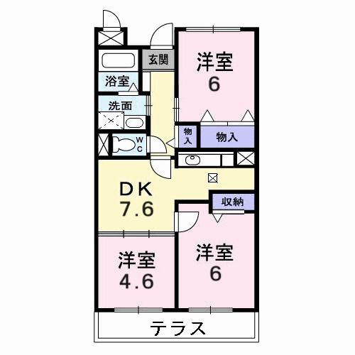 エスポワール吉田(3DK/1階)の間取り写真