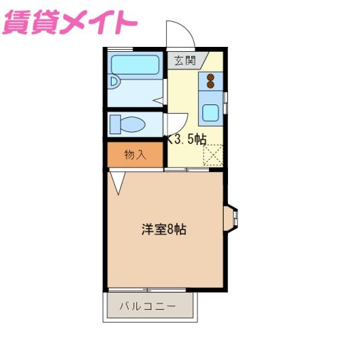 シングルハウスY(1K/1階)の間取り写真