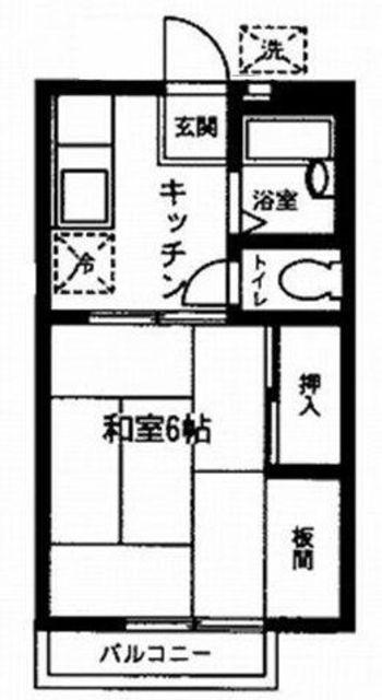 光ヶ丘ロジュマンC(1K/1階)の間取り写真