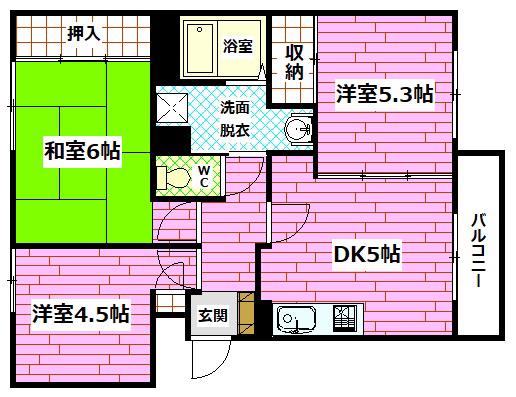 メゾン大西(3DK/2階)の間取り写真