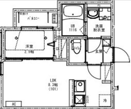 KEIAI RESIDENCE 北野(1LDK/1階)の間取り写真
