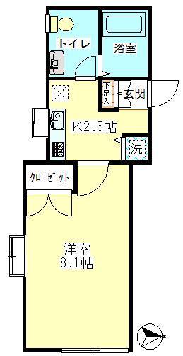 プレッピー(1K/1階)の間取り写真