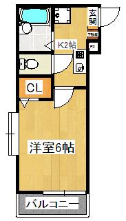 GRACEVILLE109(1K/2階)の間取り写真