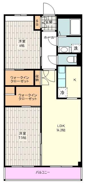 ルミナス砂川七番(2LDK/3階)の間取り写真