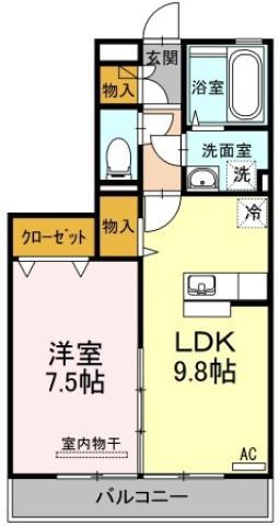 リバーパークA(1LDK/2階)の間取り写真