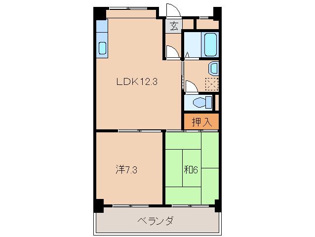 メゾン山水(2LDK/3階)の間取り写真