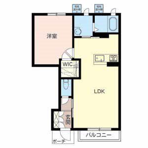 シャーメゾンTSUMUGI(1LDK/1階)の間取り写真