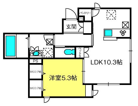 COMFORT(1LDK/1階)の間取り写真