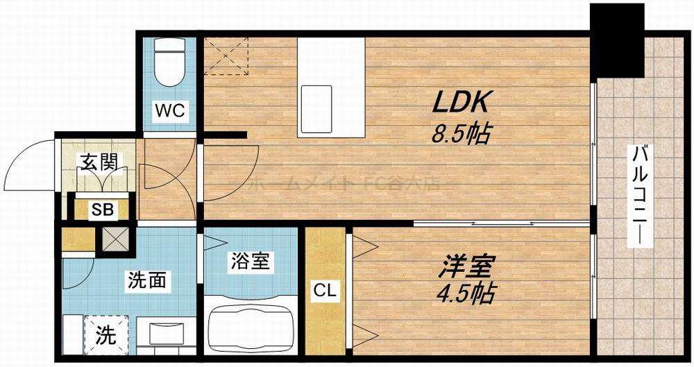 プレサンス玉造駅前(1LDK/10階)の間取り写真