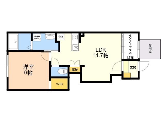 セレーノ(1LDK/1階)の間取り写真