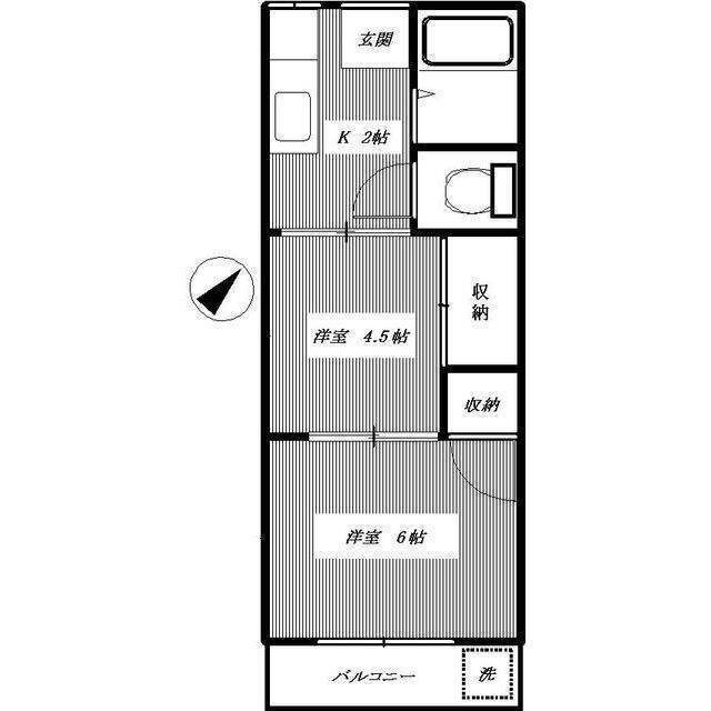 高松ハイム(2K/3階)の間取り写真