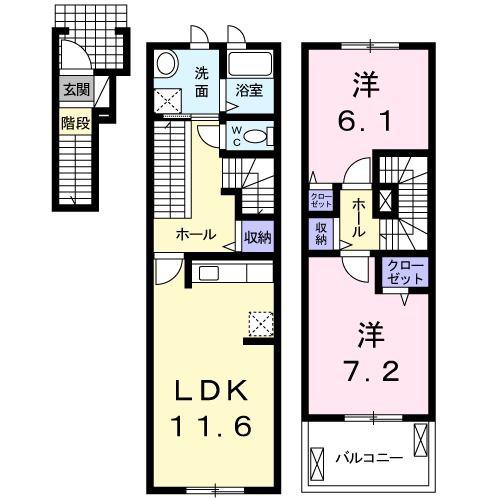 ハ-ベスト ガーデン(2LDK/2階)の間取り写真