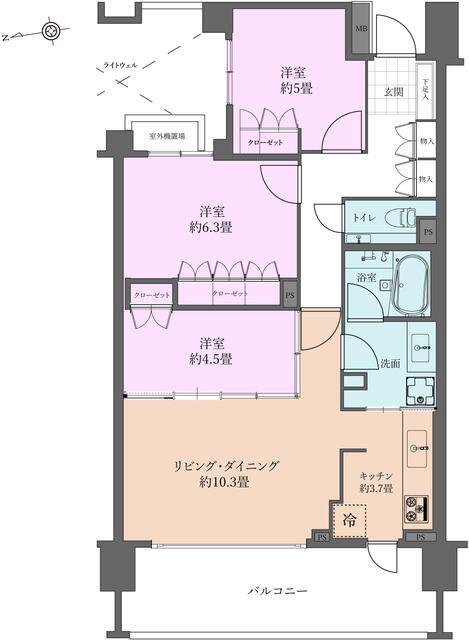 ピアースコード目黒洗足(3LDK/3階)の間取り写真