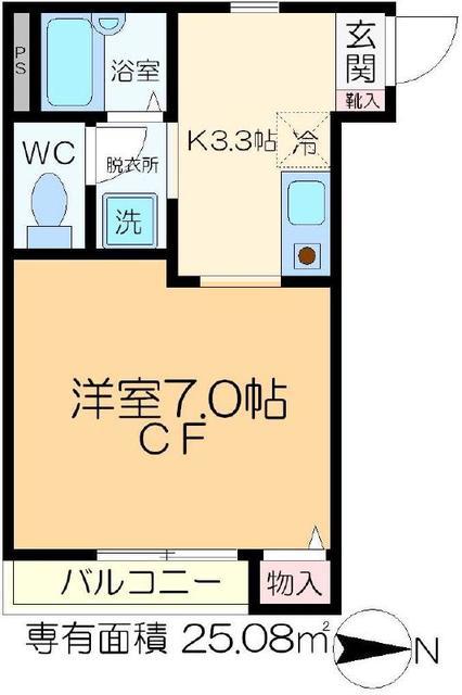 シェルム旭II(1K/2階)の間取り写真