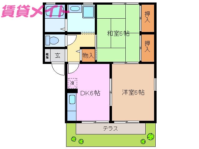 AIKA A(2DK/1階)の間取り写真