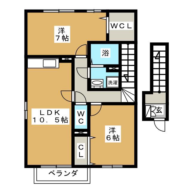 ヴィラ ノボノ A棟(2LDK/2階)の間取り写真