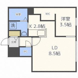 PROGRESS澄川(1LDK/4階)の間取り写真