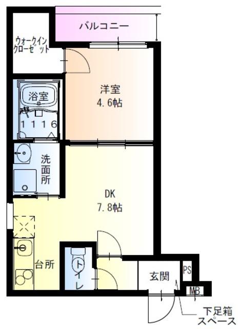 フジパレス瓜生堂(1DK/2階)の間取り写真