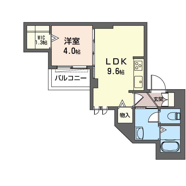 ルミエール りんご通(1LDK/2階)の間取り写真