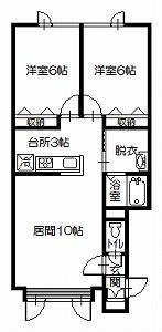 カームハウス(2LDK/2階)の間取り写真