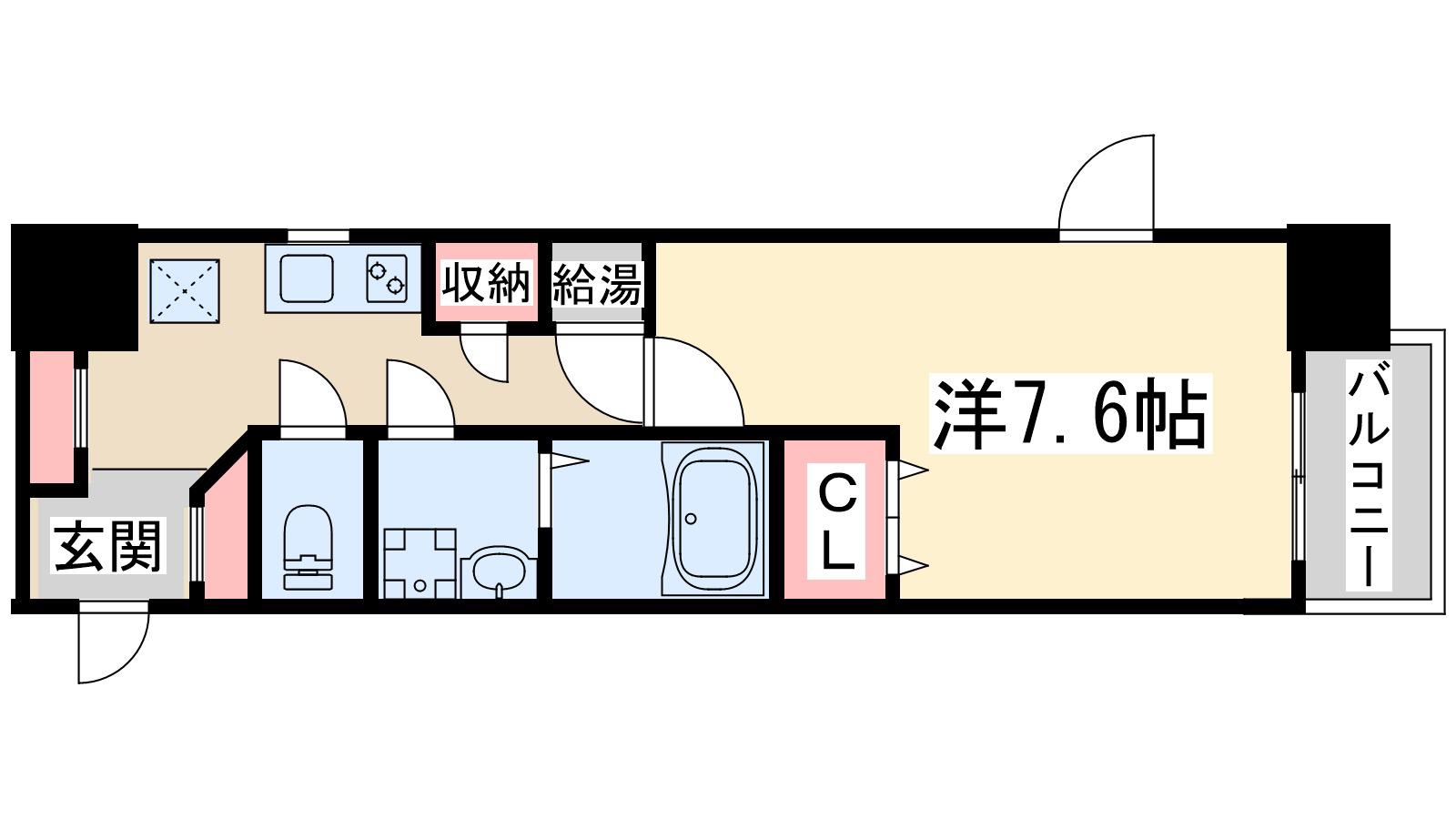 グレンパーク新大阪2(1K/13階)の間取り写真