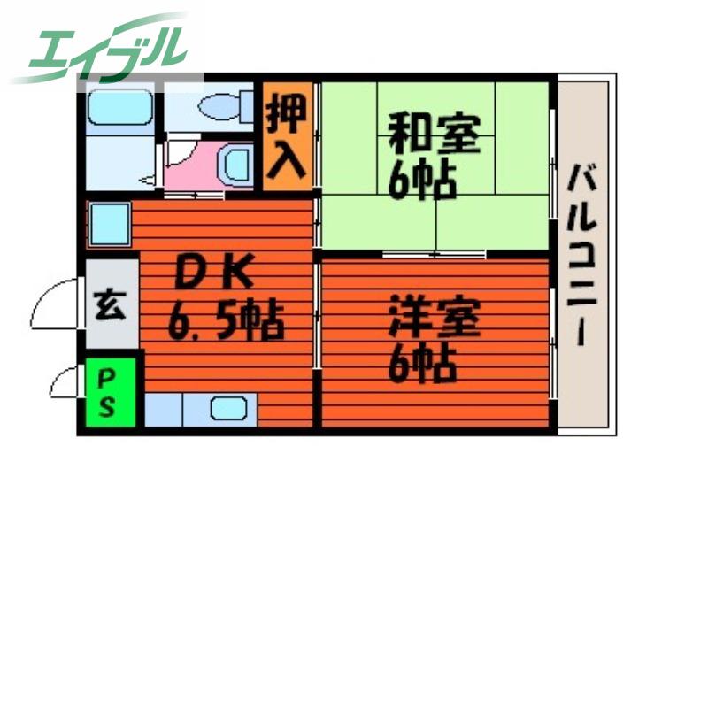 グランドステータスティエラ(2DK/2階)の間取り写真