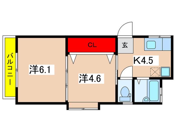 メゾン麻生(2K/2階)の間取り写真