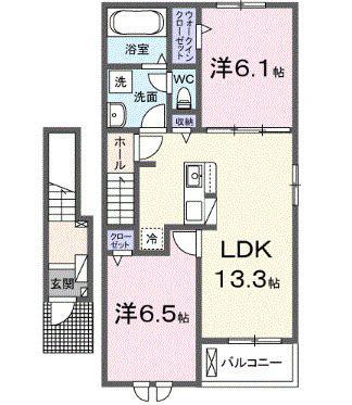 フルムーン(2LDK/2階)の間取り写真